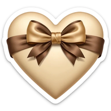 Beige heart tied with brown bow sticker
