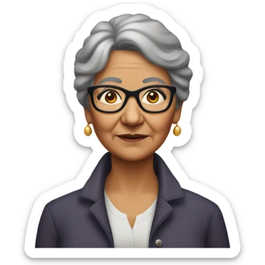senior full bodied metis woman with short dark ghair and glasses sticker