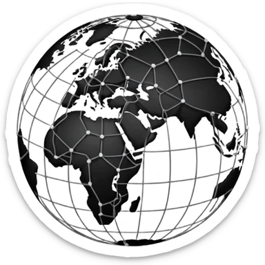 globe with alternating white and black network connections sticker