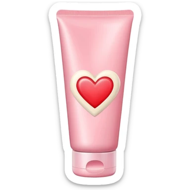 A pastel pink cream lotion tube with a red heart label on it sticker