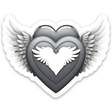 grisgray heart with wings sticker