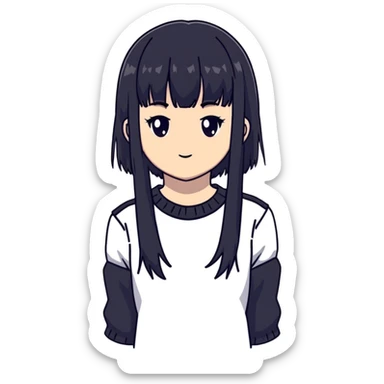 anime girl with black bangs sticker