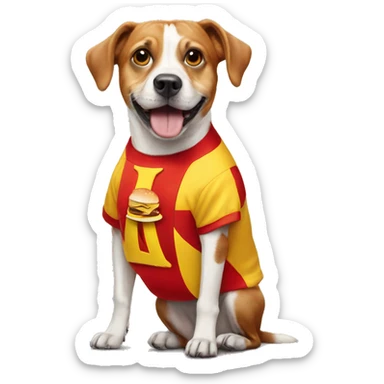 Dog wearing McDonalds suit sticker
