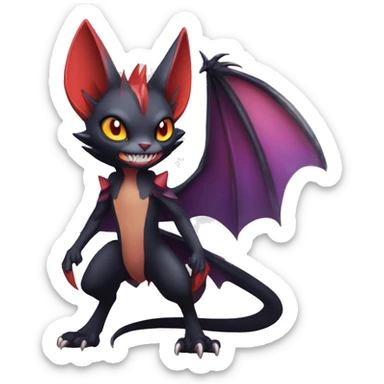  Kawaii Edgy Cool Vampiric Beautiful Noivern-Nargacuga-Litten with big Bat Ears full body sticker