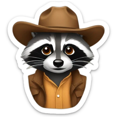 raccoon with cowboy hat sticker