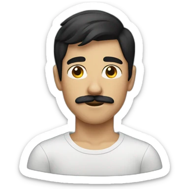 Teenboy with medium Short black hair and mustache sticker