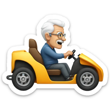 Old man driving a gokart sticker