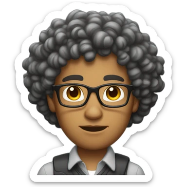 mixed race half black computer nerd muscles no glasses curly hair stern look sticker