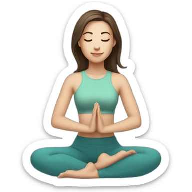 White girl brunette hair in Malasana yoga sticker