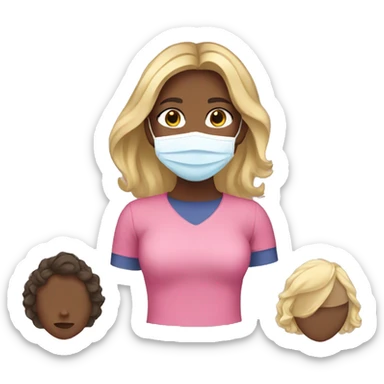 brownskin girl with blonde hair and a face mask sticker