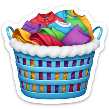 laundry basket with bright multicolored clothes inside sticker