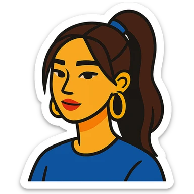 Asian girl with hairstyle like Tate McRae sticker