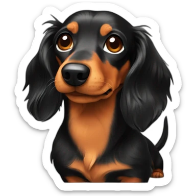 Dachshund black fire long-haired sticker