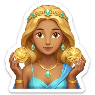 Goddess Golden Coin Magic Fantasy Low Poly sticker