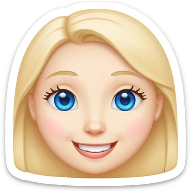 Smiling face with blue heart eyes, cute sticker