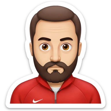 Recep İvedik, Turkish comedy character, bushy eyebrows, thick beard, red tracksuit, humorous expression sticker