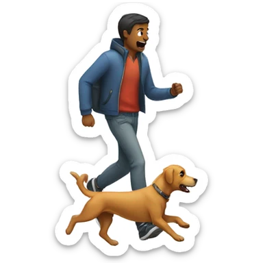 A dog run with a human  sticker