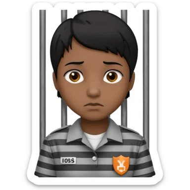 persona trileña de pelo corto negro tras las rejas de una carcel sticker