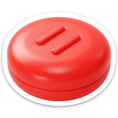 glossy red button icon in skeuomorphism style, reflections and subtle shadow sticker