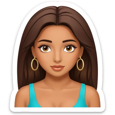 realistic portrait of girl zoomed out she is Huda from love Island if you know that sticker