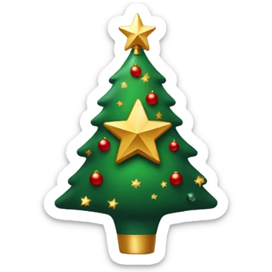 Christmas tree red and green with a sparkly gold star on top sticker