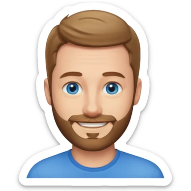 homme yeux bleus presque chauve et une barbe courte moins de chevaux et sourir sticker