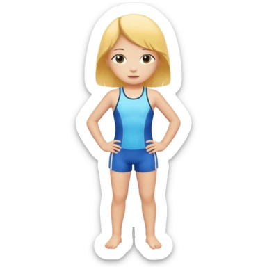 Child swimmer girl standing  only shorts sticker