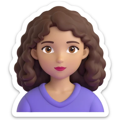brown girl with wavy hair and brown eyes sticker