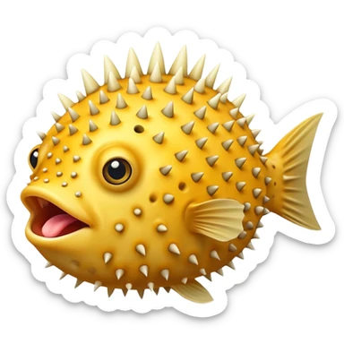 Puffer fish putting up the middle finger with his tongue out sticker