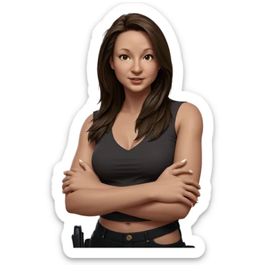 brown haired girl posing confidently sticker