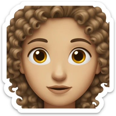 A white girl with brown curly hair and brown eyes ( low set of eye brows black ) sticker