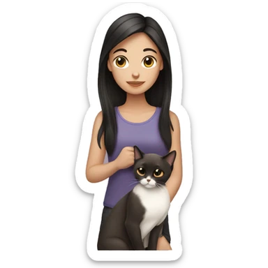 A girl with dark hair holding Siamese cat sticker