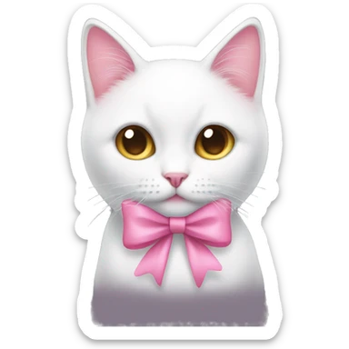 pink bow on white cat sticker