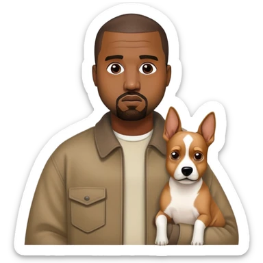 Kanye west with a dog sticker