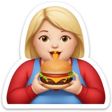 Fat girl eating a burger sticker