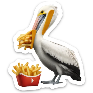 Pelican catching French fry sticker