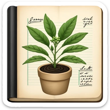 observation log with records about plant. Transparent background sticker