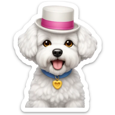 bichon maltés con gorro de cumpleaños sticker