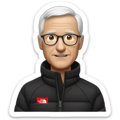 old white man with black and red supreme north face jacket sticker