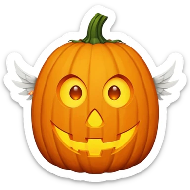 jack-o'-lantern with white wings and mystery symbols in the eyes. sticker