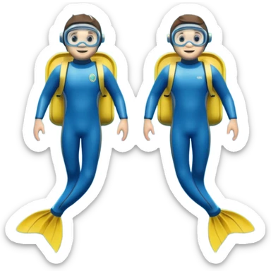 A 3D cartoon pair of diving flippers on a white background, shiny rubber texture, Memoji-style rendering. sticker