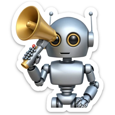 robot held megaphone in held sticker