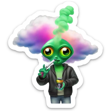 Alien smoking a vape sticker