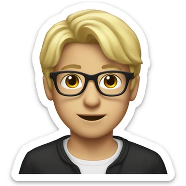 blonde boy in black glasses sticker