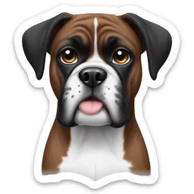 Black and white boxer dog sticker