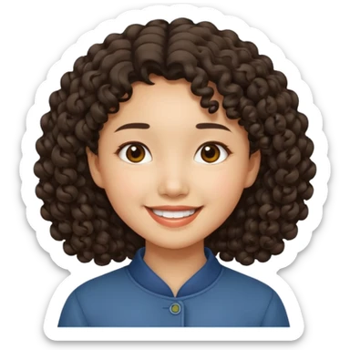 asian girl with young curly hair sticker