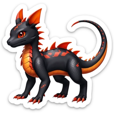 Cute Shiny Guilmon-Salandit-Umbreon-Fakémon-hybrid-creature (full body)  sticker