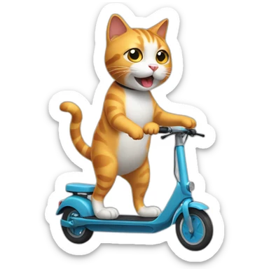 cat on a trotinette sticker