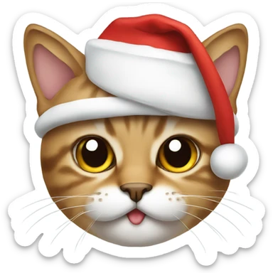 Cat wearing Santa hat with a mustache  sticker