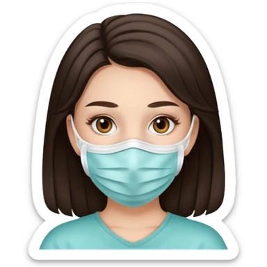 aesthetic brunette girl in face mask sticker